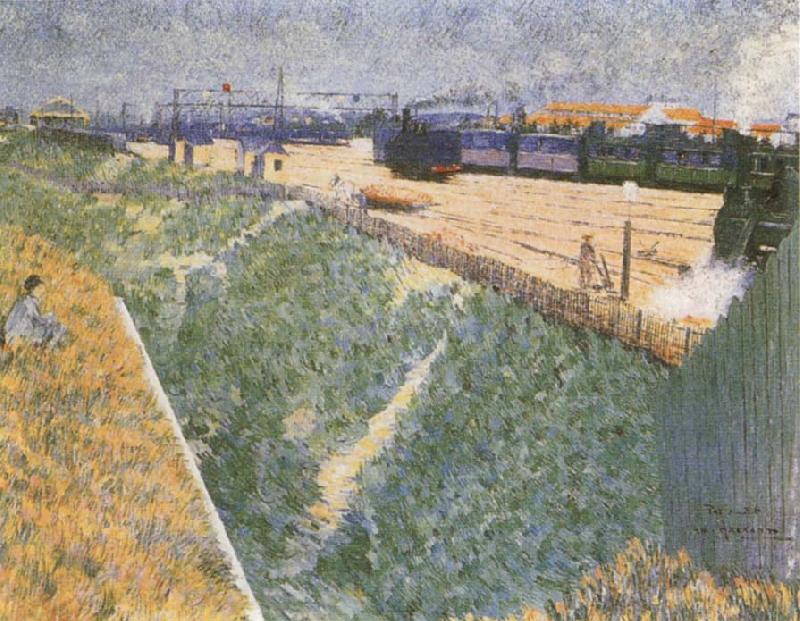Charles Angrand The Western Railway Leaving Paris Spain oil painting art